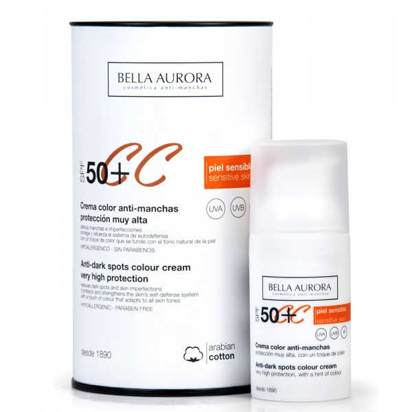 Bella Aurora CC Cream 50+ Piel Sensible - Protectora con un Toque de Color