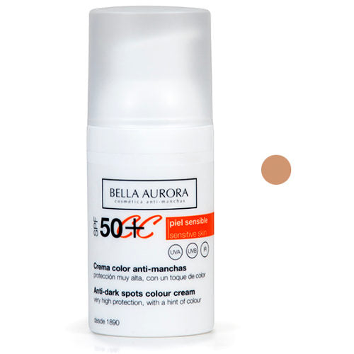 Bella Aurora CC Cream 50+ Piel Sensible - Protectora con un Toque de Color
